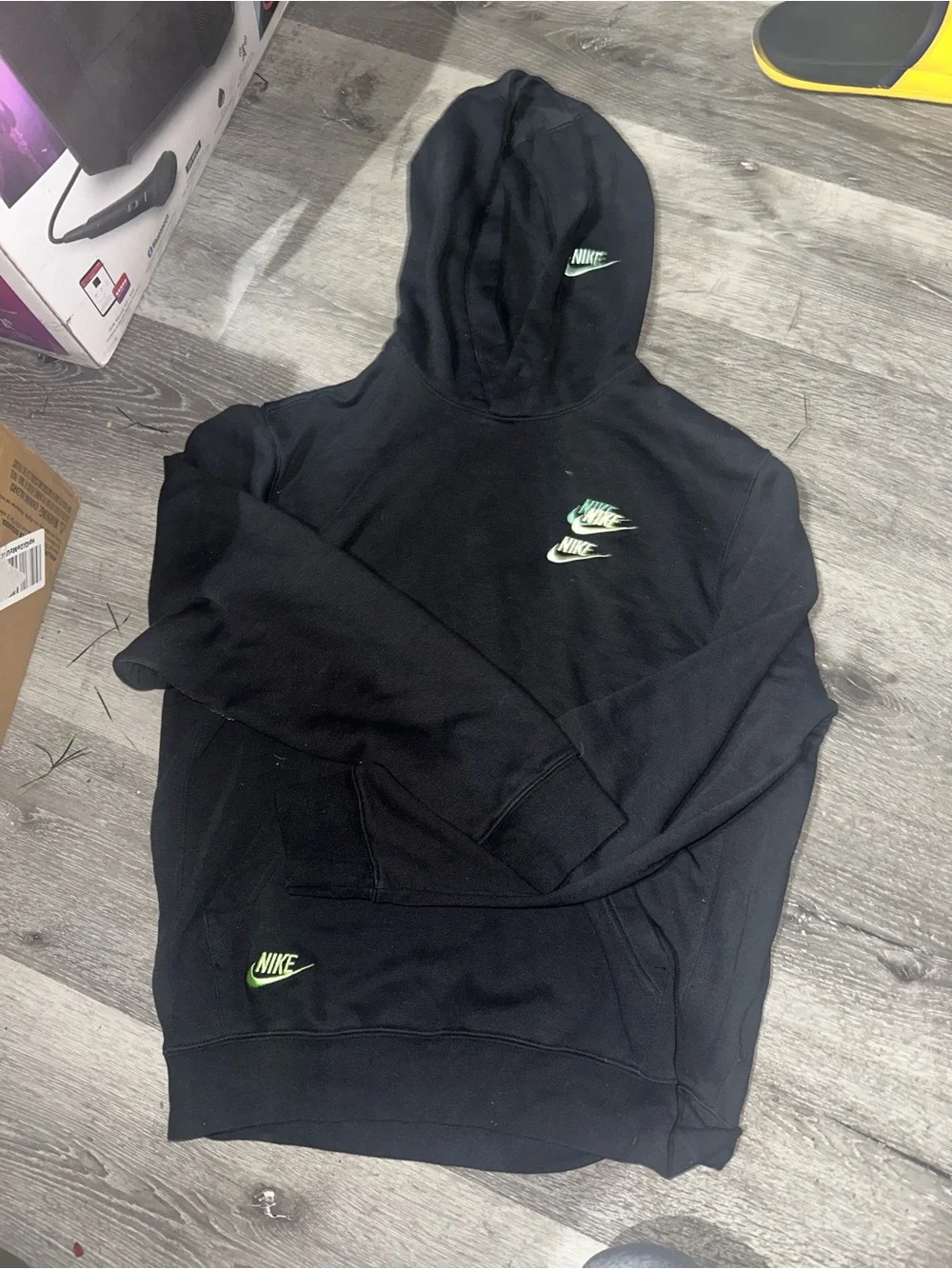 Nike Black Hoodie with Neon Green Logos